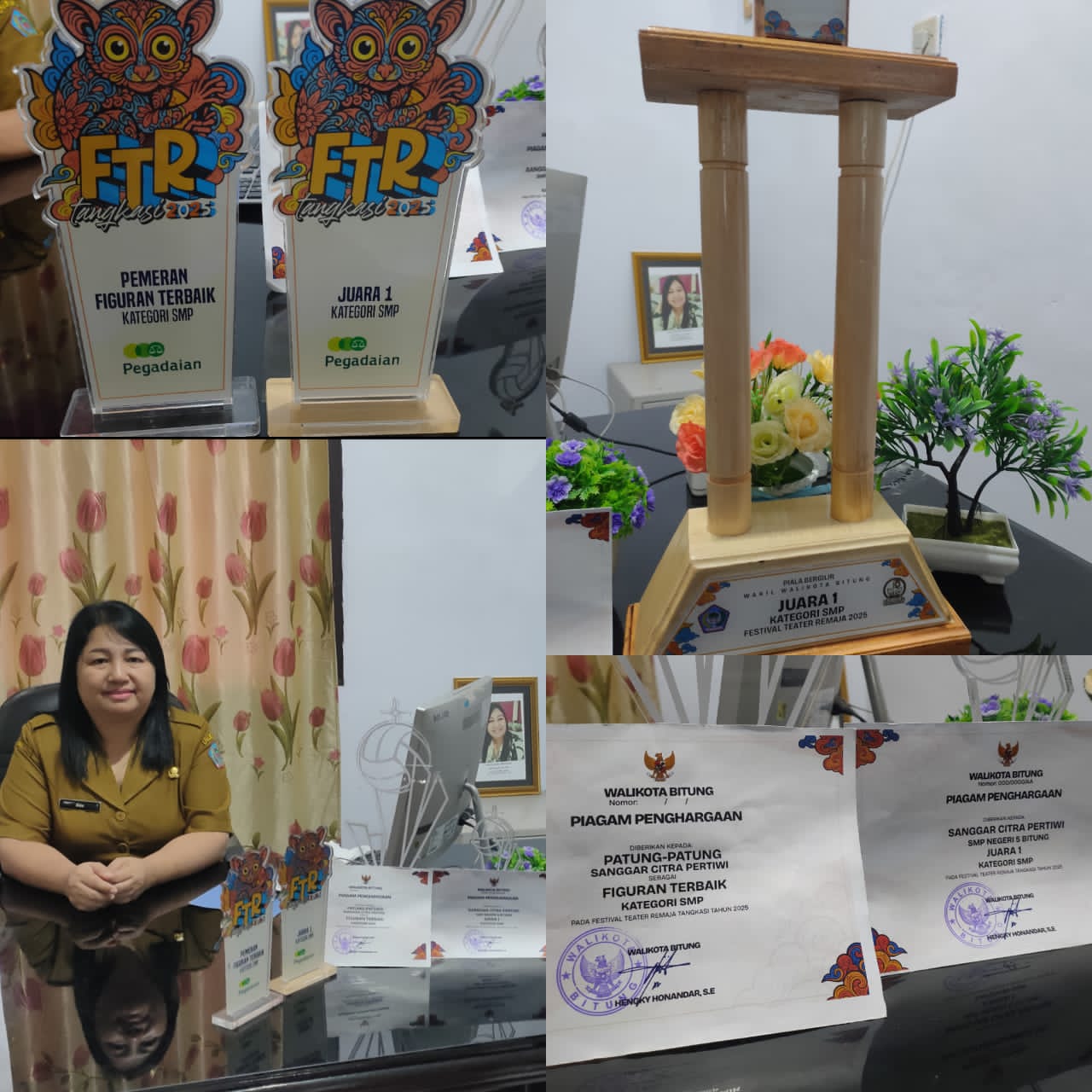 Siswa SMPN 5 Bitung Raih Juara 1 Dalam Festifal Teater Remaja 2025, Piala Bergilir Wakil Walikota Bitung