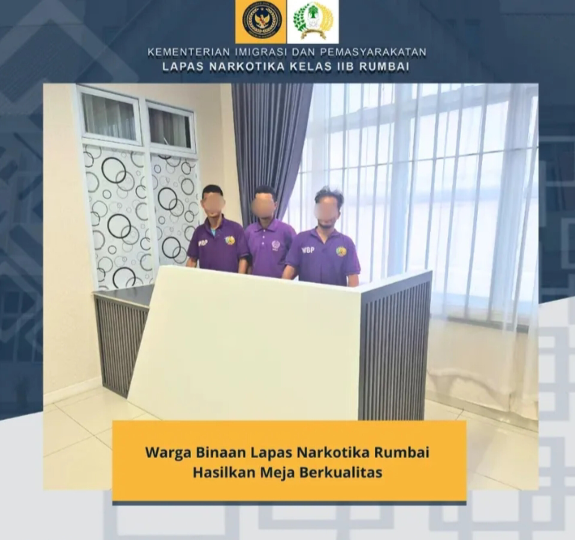Warga Binaan Lapas Narkotika Rumbai Hasilkan Meja Berkualitas