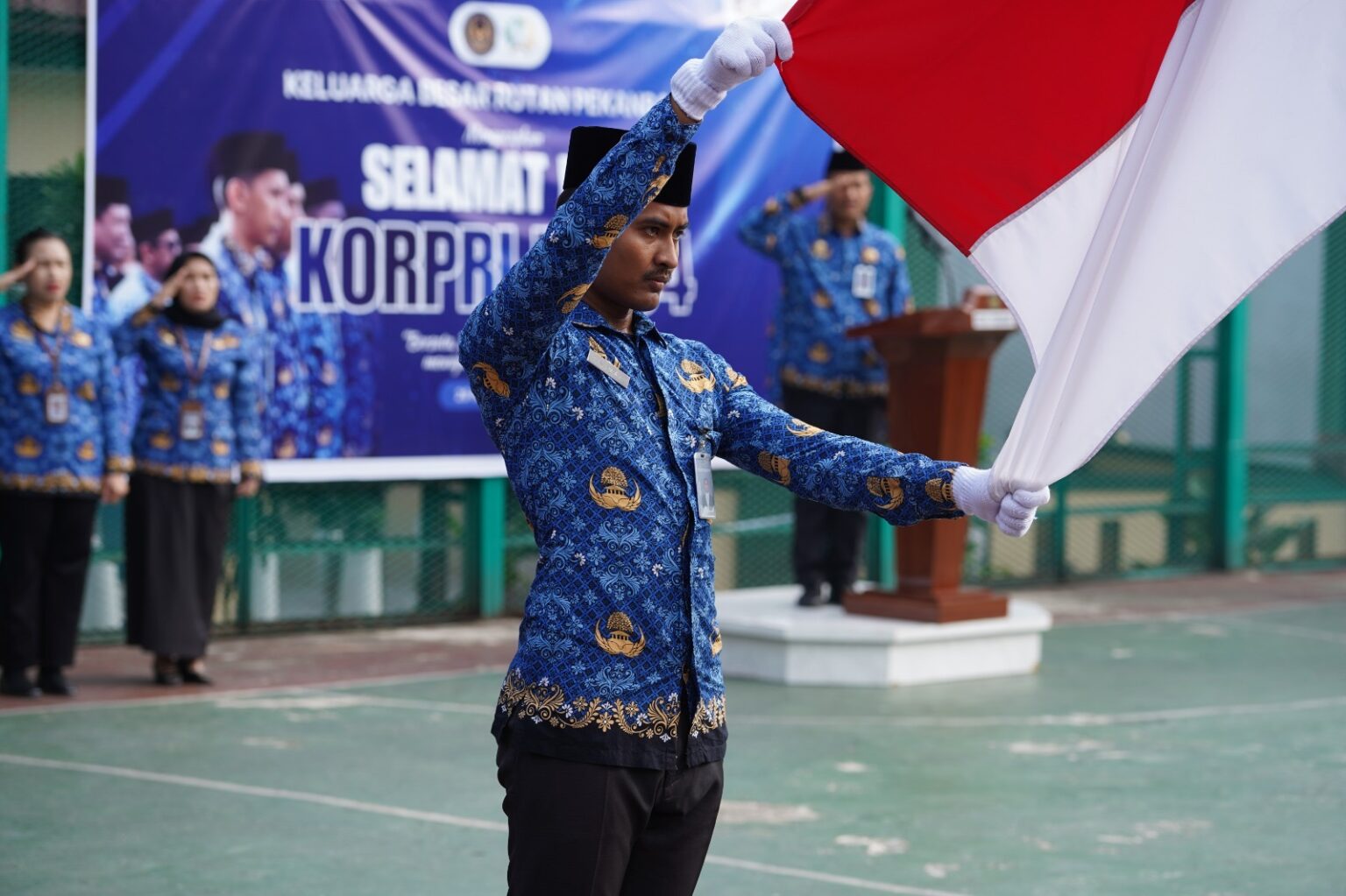 Gelar Upacara HUT Ke-54 KORPRI, Kukuhkan Semangat Bersatu Dan Berdaulat Menuju Indonesia Maju