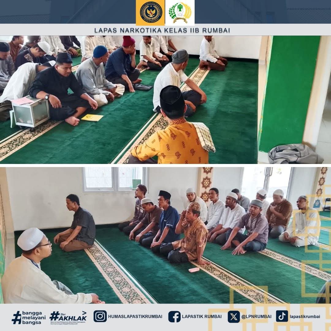 Pembinaan Rohani, Santri Lapas Narkotika Rumbai Tekun Mengaji Di Masjid At-Taubah